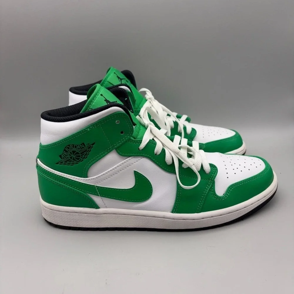 Nike Air Jordan Shoes Mens Size 10 Lucky Green White 1 Mid Colorblock DQ8426-301